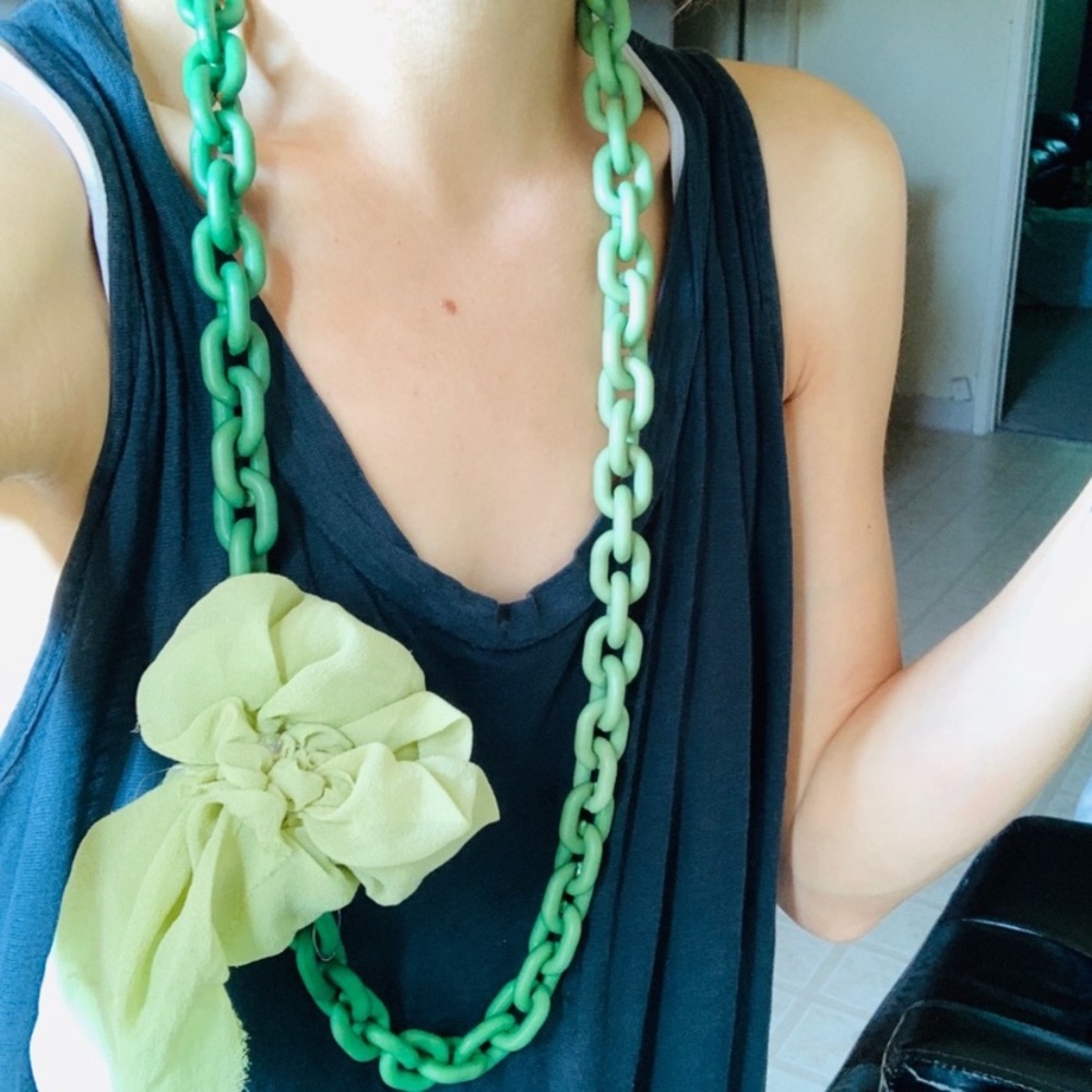 Green Fabric Flower Necklace